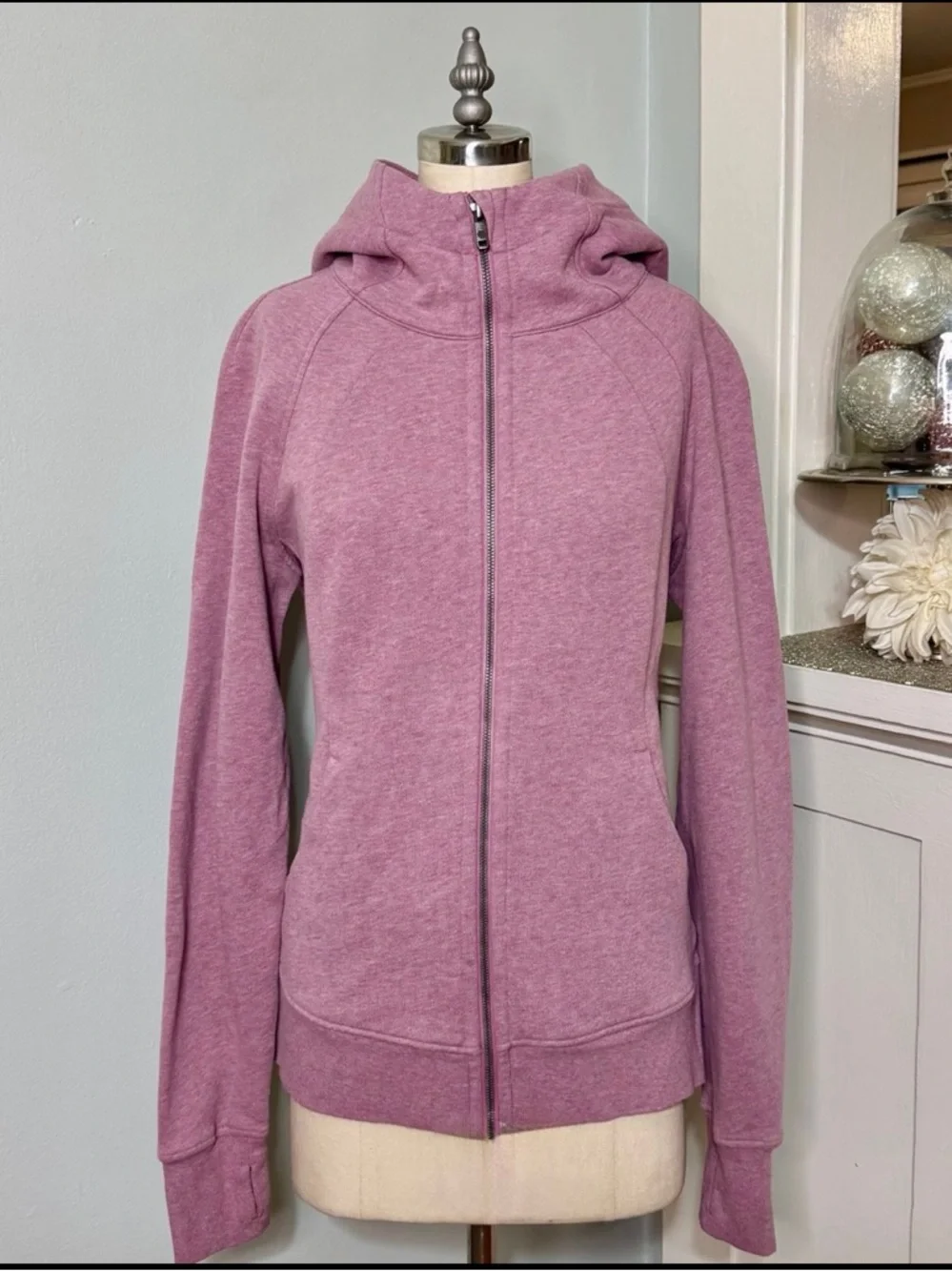 Lululemon Scuba Hoodie Jacket Light Cotton Fleece Heathered Velvet Dust Size 10